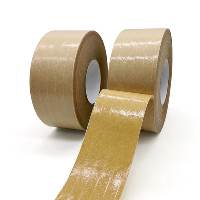 Ενισχυμένη φίμπεργκλας Flatback Kraft εγγράφου ταινία δεμάτων εγγράφου ταινιών αυτοκόλλητη