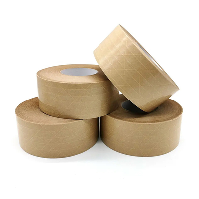 Ενισχυμένη φίμπεργκλας Flatback Kraft εγγράφου ταινία δεμάτων εγγράφου ταινιών αυτοκόλλητη